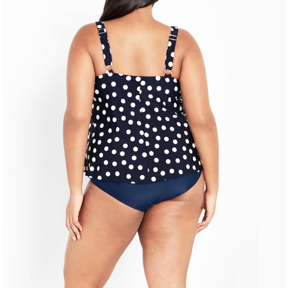 EVANS | Nautical dot V-neck tankini top Navy white | Sz Plus 20 NWT - Picture 6 of 8